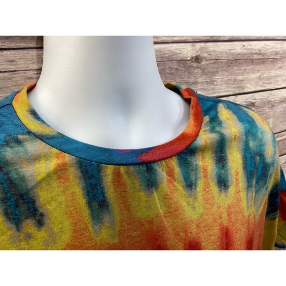 Tie dye UFO Alien Cat Kitten Hippie Shirt XL 23x27 Stretch material - Picture 7 of 9